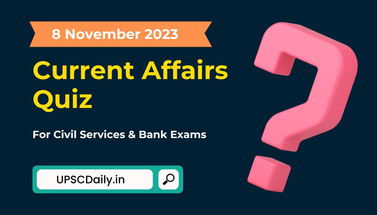 Current Affairs Quiz In Hindi English 8 November 2023